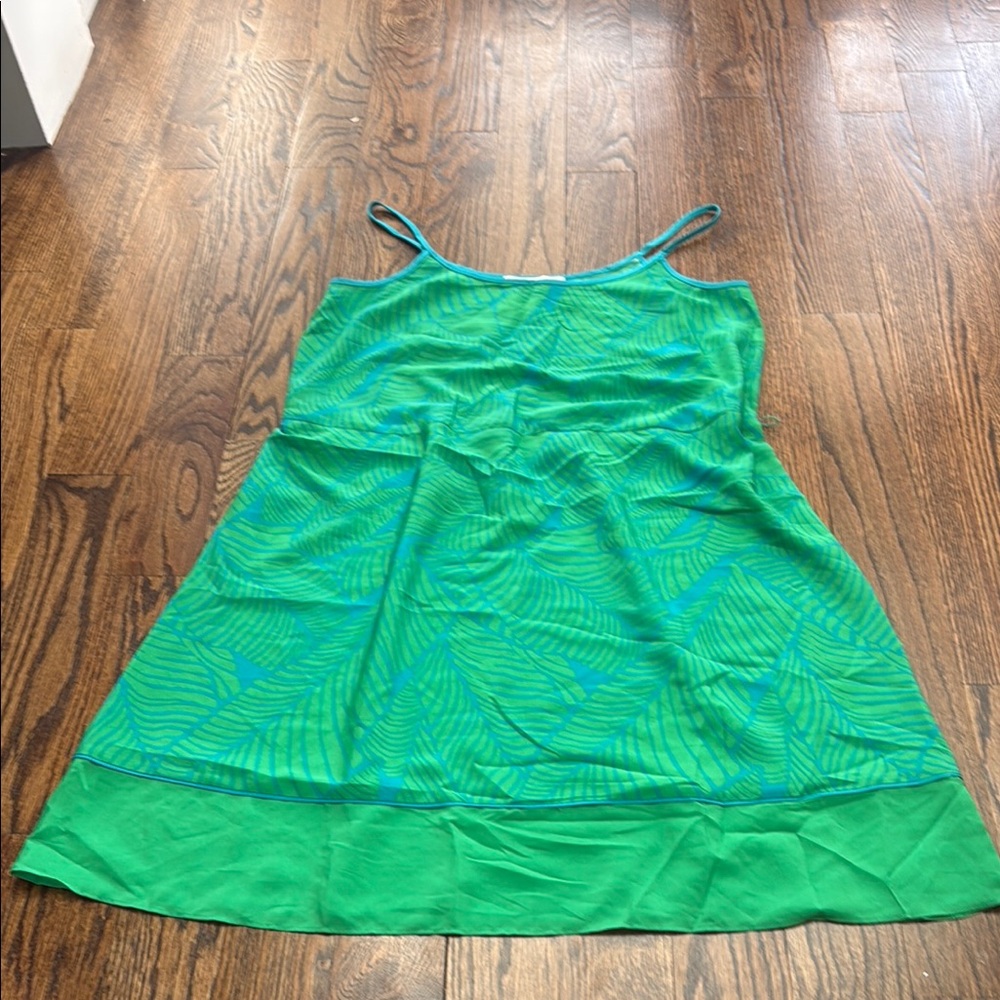 LOFT Vibrant Green and Blue Dress